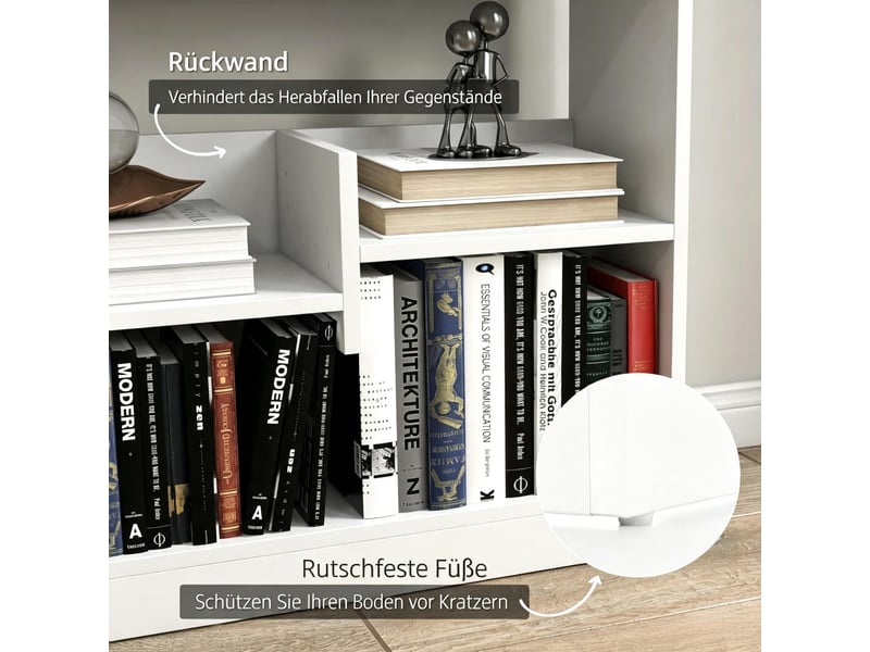  Bibliothèque 4 niveaux 2 étagères réglables blanc 90 x 24 x 91 cm T5828P561398 - Conforama D