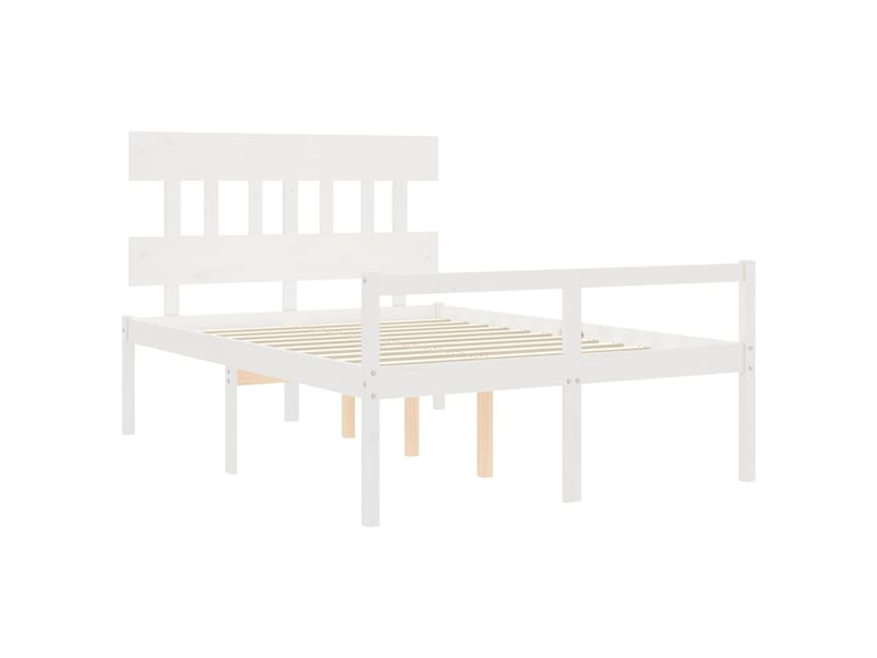  Lit double- lit adulte -  lit pour personne âgée sans matelas blanc 140x190cm bois massif  - Conforama D