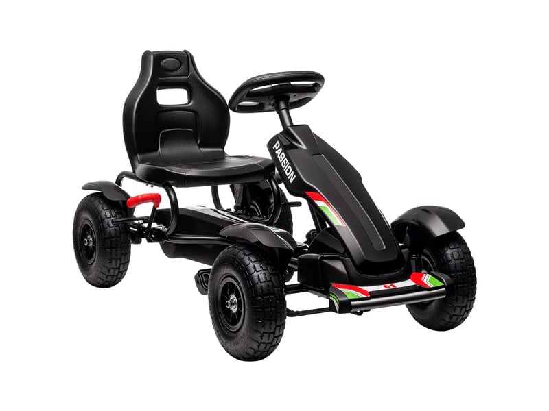  Kart à pédales pour enfant siège réglable 3 positions frein à main enfant de 5 à 12 ans noir  - Conforama A