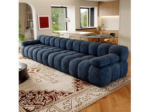 Canapé droit compressé fixe <strong>MODFU</strong> <strong></strong> 4 places Tissu bleu