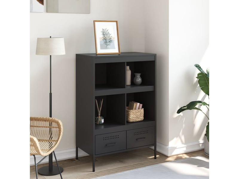  Buffet haut - bahut - meuble de rangement noir 68x39x101,5 cm acier  - Conforama C