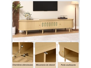 Meuble tv coloris bois clair 180 cm <strong></strong> <strong></strong>