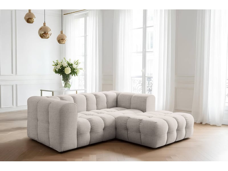  Canapé d'angle droit miloe mini 3 places en tissu - blanc MILOE - Conforama B