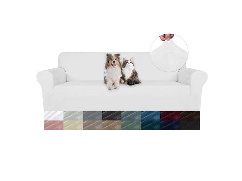  Housse de canapé en velours 4 places(231-279cm), sofa cover extensible  - Conforama A