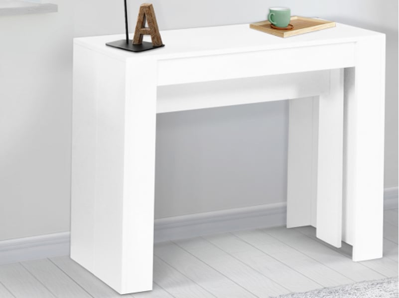 Table console extensible orlando 14 personnes 300 cm bois blanc  - Conforama D