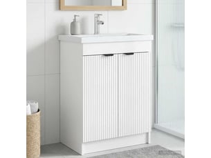 Armoire sous évier de salle de bain, meuble de rangement blanc brillant shl353