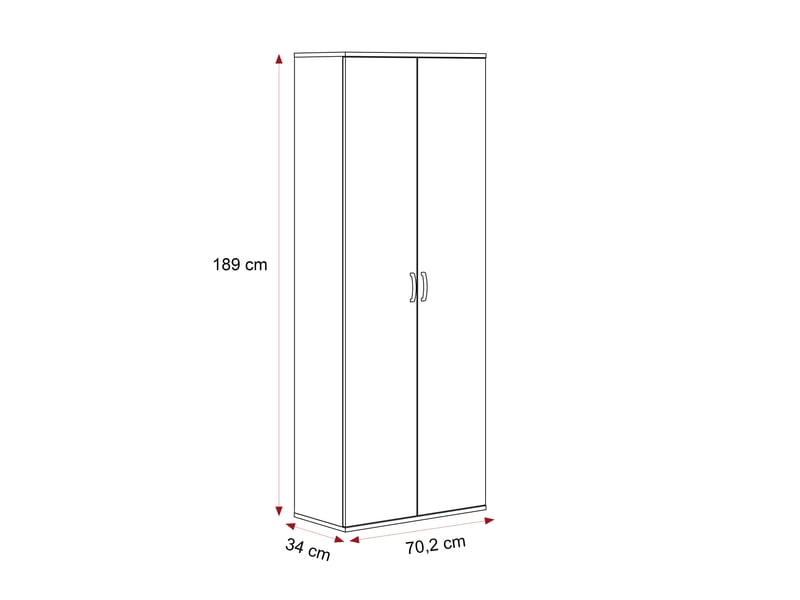  Armoire tio - 2 portes - 6 compartments - 70x34x189 cm - blanc TIO - Conforama E