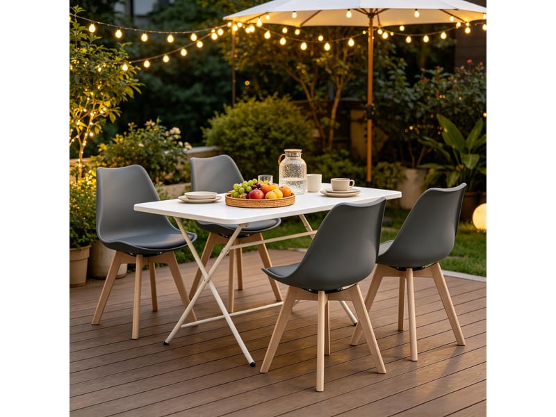  Chaise de salle à manger lot de 4 pivotante à 360 degrés  - dossier incurvé, simili cuir gris  - Conforama C