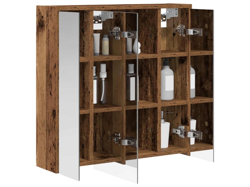  Armoire miroir de salle de bain, cabinet de salle de bain bois ancien 63,5 x 16 x 62,5 cm cf65146  - Conforama C