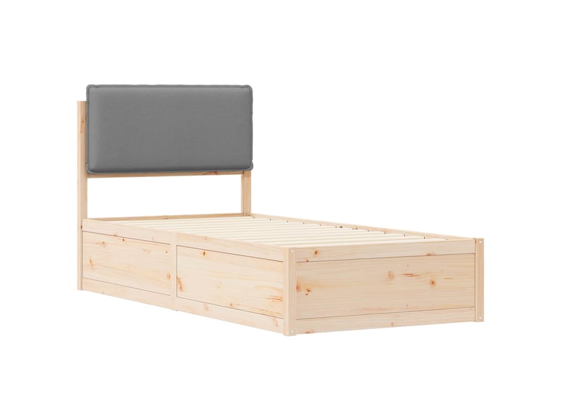  Lit simple- lit adulte -  cadre de lit avec tête de lit rembourrée gris clair 90 x 200 cm  - Conforama C