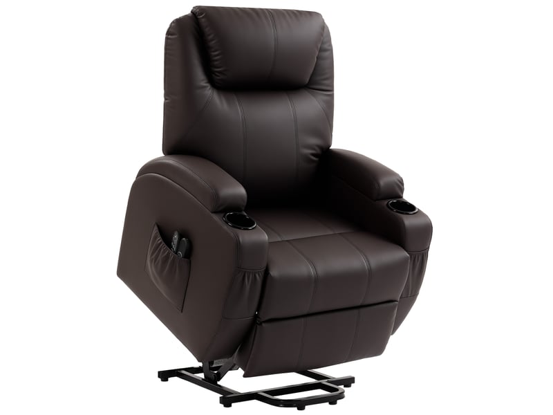  Fauteuil de relaxation, fauteuil releveur électrique, pu, 95x83x107cm, marron  - Conforama B
