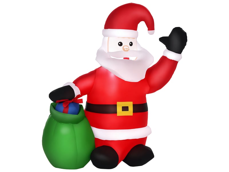  Père noël gonflable lumineux led extérieur polyester rouge et blanc 70x45x120 cm  - Conforama A