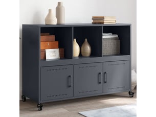 Buffet - bahut - meuble de rangement anthracite 100,5x39x72 cm acier