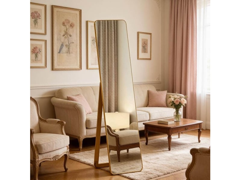  Miroir sur pied 37x43x156 cm rectangulaire bois noyer clair  - Conforama C