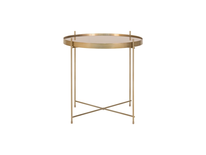 Roma-table basse acier couleur laiton et verre ø70cm  - Conforama A