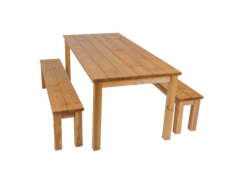Axi | louise table de pique nique en bois, bancs amovibles 200 cm | couleur marron, epicéa | table picnic 6 personnes - Conforama A