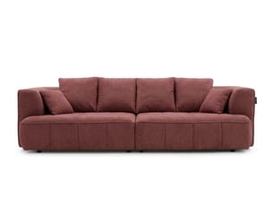 Canapé droit convertible BOBOCHIC CLOVIS 3 places Tissu rouge