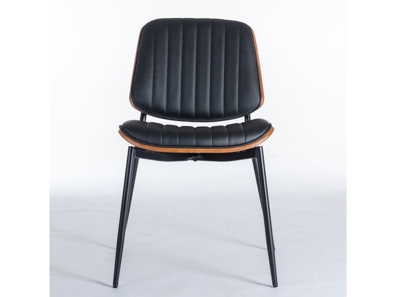  Lot de 2 chaises de salle à manger en similicuir pu noir et bois courbé DE1849BK - Conforama A