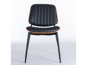 Lot de 2 chaises de salle à manger en similicuir pu noir et bois courbé