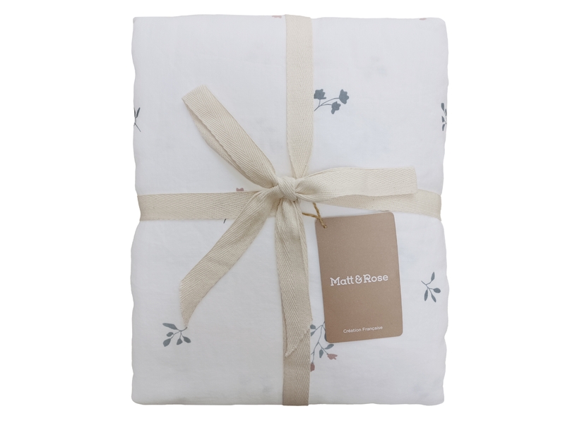  Parure de lit imprimée en gaze de coton, fleurettes 260x240+2x65x65cm  - Conforama C