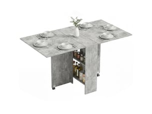 Table pliante en bois à roulettes pour 4 à 6 personnes, 75 x 140 x 74 cm, grise