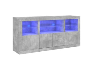 Buffet - bahut - meuble de rangement avec lumières led gris béton 142,5x37x67 cm