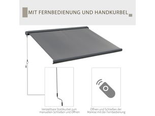 Parasol 3 x 2 cm motorisé télécommande kit de montage inclus cadre métal gris foncé