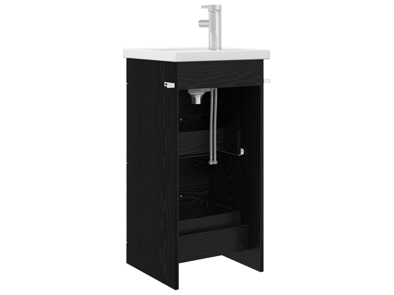 Meuble salle de bain avec évier, meuble de rangement chêne noir 42x40x84.5 cm shl9317 - Conforama E