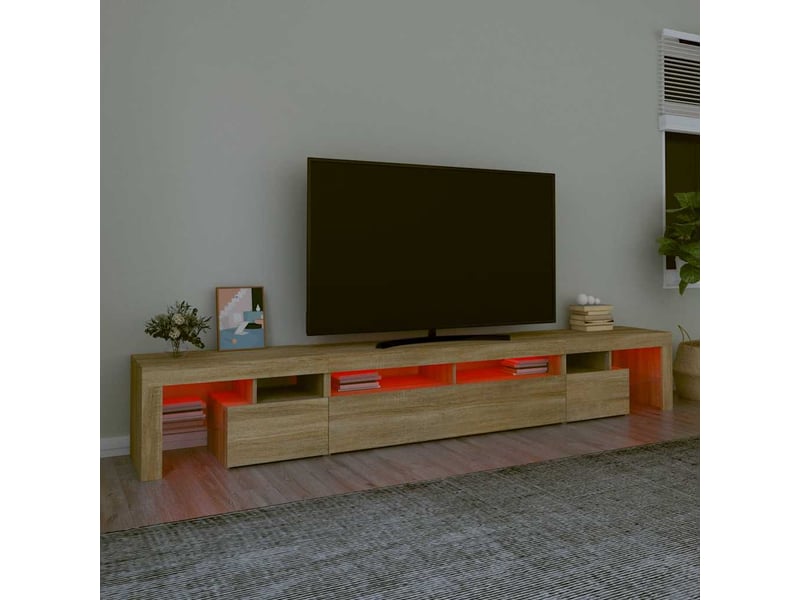 Meuble tv - banc tv - meuble de rangement avec lumières led chêne sonoma 260x36,5x40 cm  - Conforama E
