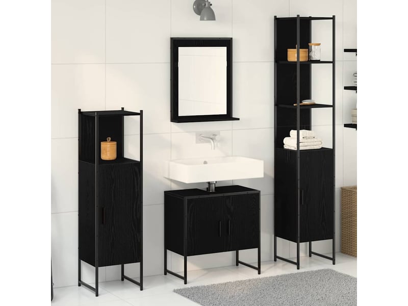 Ensemble de mobilier de salle de bain 4 pc noir cf64530 - Conforama B