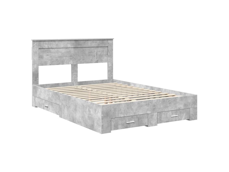 Lit double- lit adulte - cadre de lit gris béton 150 x 200 cm bois d'ingénierie - Conforama C