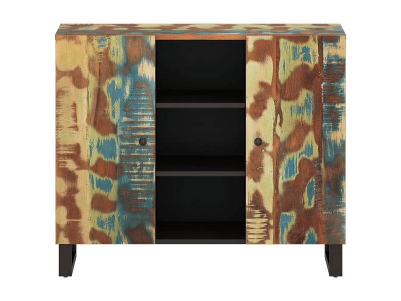  Buffet - bahut - meuble de rangement avec 2 portes 90x33x75 cm bois massif de récupération  - Conforama C