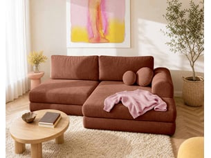 Canapé d'angle droit convertible BESTMOBILIER APRIL 4 places Velours rouge avec coffre de rangement