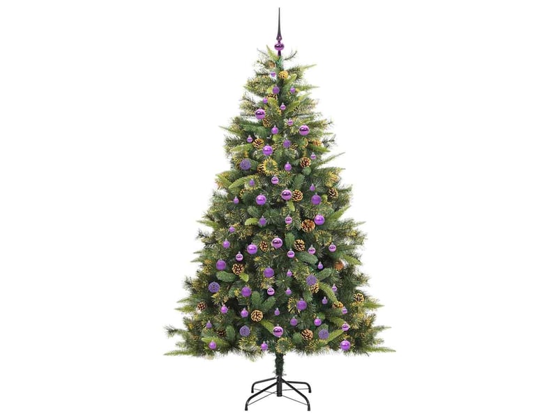 Sapin de noël - arbre de noël artificiel avec branches pliables et cônes 210 cm - Conforama D