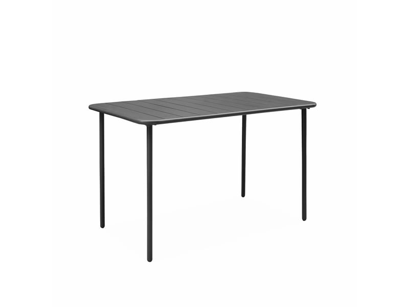 Table de jardin métal 4 places. Anthracite. Amelia. 120x70cm. Traitement antirouille. Lattes et bords arrondis.  - Conforama A
