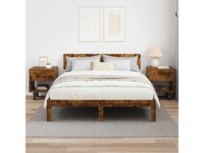 Table de chevet 2 pièces chêne fumé 40,5 x 40 x 48 cm - Conforama D