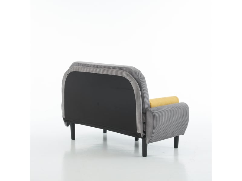 Fauteuil relax convertible gris avec rangement sous le couchage, structure métallique et revêtement en velours côtelé pour salon - Conforama D