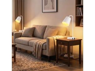 Lot de 2 lampes de table modernes en acier avec ports usb, douille e27, blanches