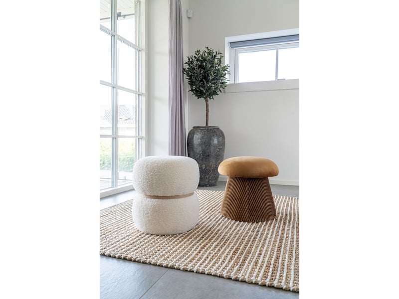  Pouf hampton en velours ocre forme champignon ø39 cm  - Conforama C