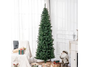 Sapin de noël artificiel 210 cm arbre de noël slim avec support en acier pliable, 687 branches épines vert