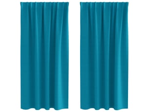 Lot de 2 rideaux occultants, rideaux black-out avec anneaux turquoise 175 x 140 cm cf44797