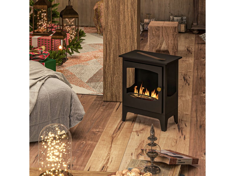 Cheminée à l'éthanol sur pieds style contemporain avec réservoir 1,2lenviron couverture 25 m² noir 39 x 26 x 54 cm - Conforama W