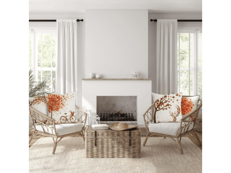 Lot de 4 housse de coussin - lot de 4 45 x 45 cm, orange automne feuille d'érable taie d'oreiller décoratif canapé en coton et coton pour canapé lit chambre chaise jardin  - Conforama D