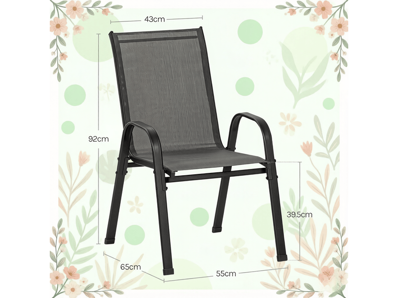  Lot de 2 chaises d'extérieur empilables en métal et polyester gris foncé T5828P524275 - Conforama C