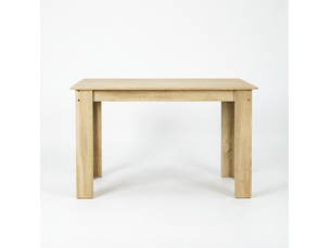 Table de salle à manger 4 à 6 personnes, plateau rectangulaire, finition chêne, panneau de particules 120 × 69 × 75 cm