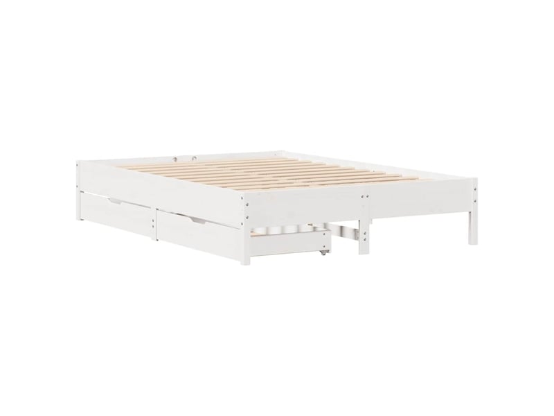  Lit double- lit adulte -  cadre de lit sans matelas blanc 160x200 cm bois de pin massif  - Conforama B