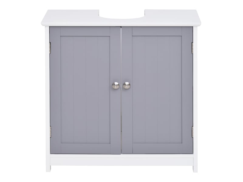  Meuble sous lavabo salle de bain, 2 portes et étagère, mdf gris et blanc, 60 x 30 x 60 cm  - Conforama W