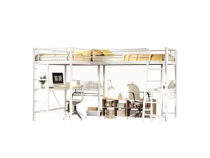 Lit mezzanine 2x90x200 cm OKWISH   coloris blanc