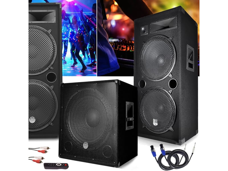 Bm sonic pm-bms18-x2-lsc-x4-mxw5 pack sono mega basses 2x1200w 4x2000w dj club bar - Conforama B