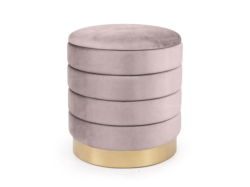 Tabouret rembourré en velours avec rangement 40 cm luna rose poudré LUNA - Conforama A
